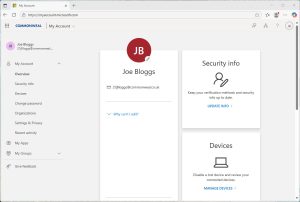 Microsoft My Account Screen