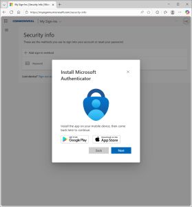 Install Microsoft Authenticator Prompt