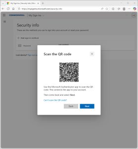 QR Code in MFA Setup