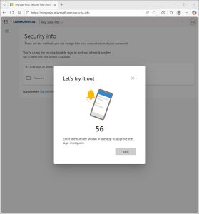 MFA Let's try it out screen