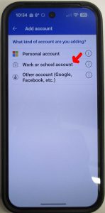 MFA Setup Select Account Type